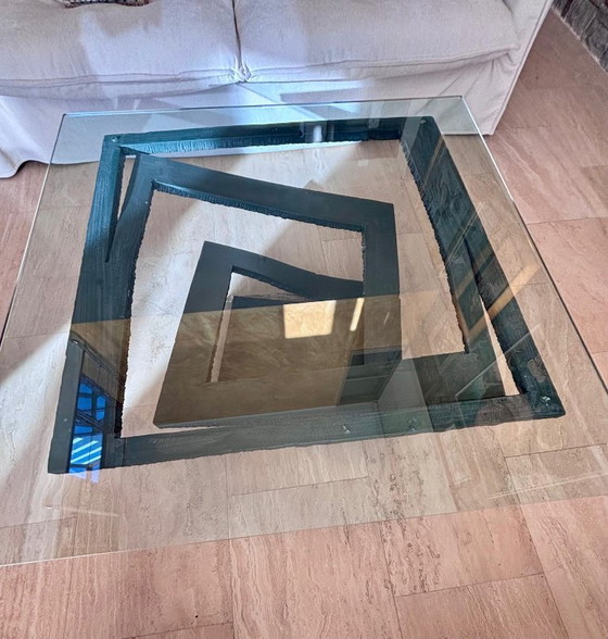 Roche Bobois Design Side Table – Glass, Wood (photo 2 of 5)