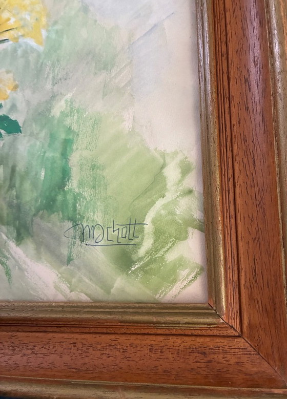 Image 1 of Antique painting of a bouquet of wildflowers