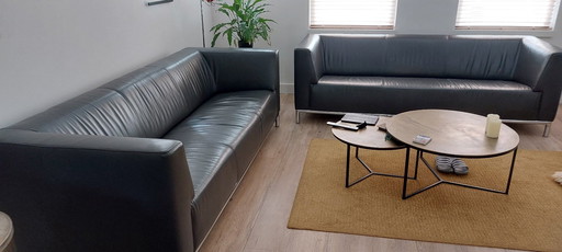 2x sofá de cuero antracita, marca Montel