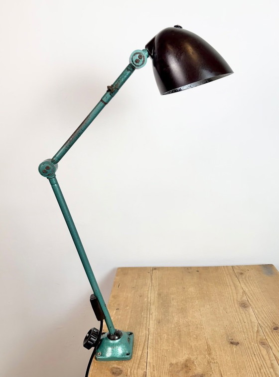Image 1 of Large Green Industrial Workshop Table Lamp, 1960s