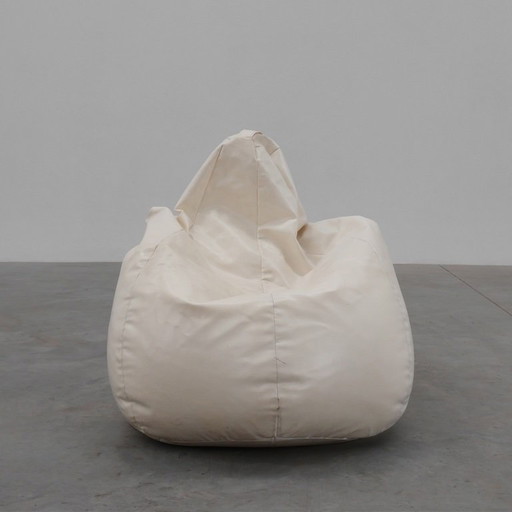 Grand pouf blanc vintage des années 70