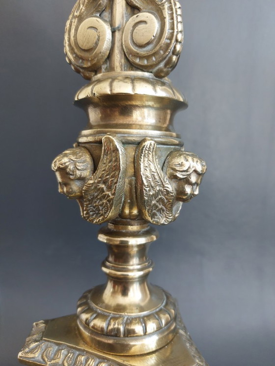 Image 1 of Candelabro da cappella in bronzo del XIX secolo