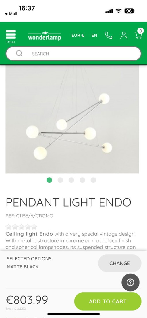 Chandelier Aromas del Campo, Endo, Chrome