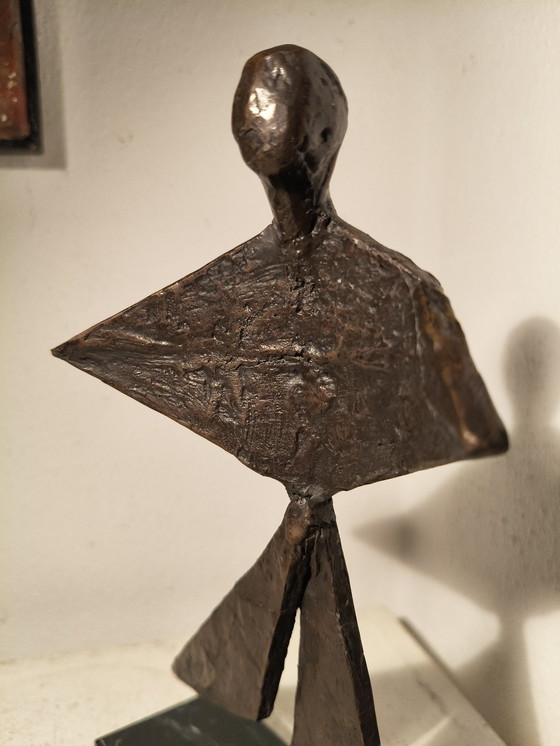 Image 1 of Design modernist expressive cubistic bronze sculpture on marble base