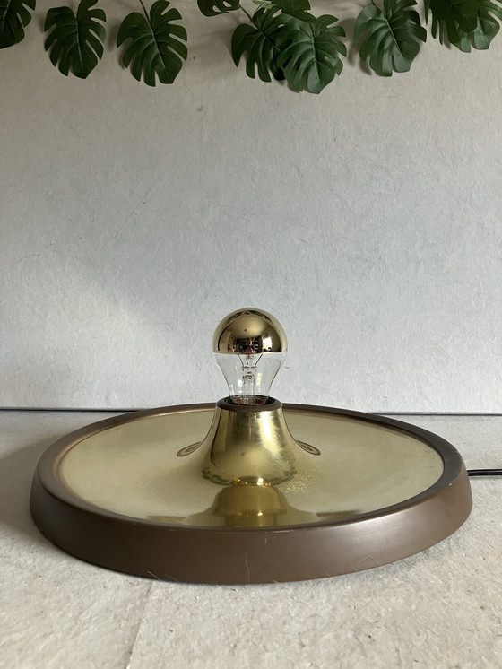 Image 1 of Vintage space age disc saucer wall lamp 1960s