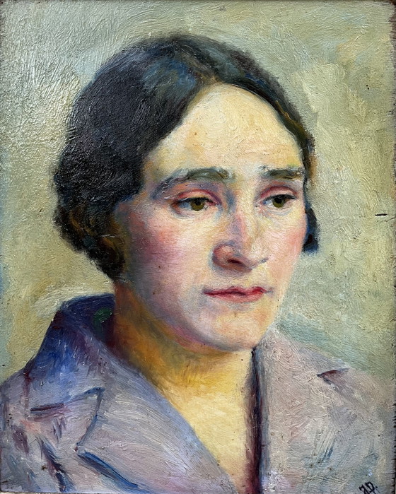Modernist Female Portrait, Oil on Wood Panel, Circa 1930 – Paintings & Drawings (photo 3 of 10)