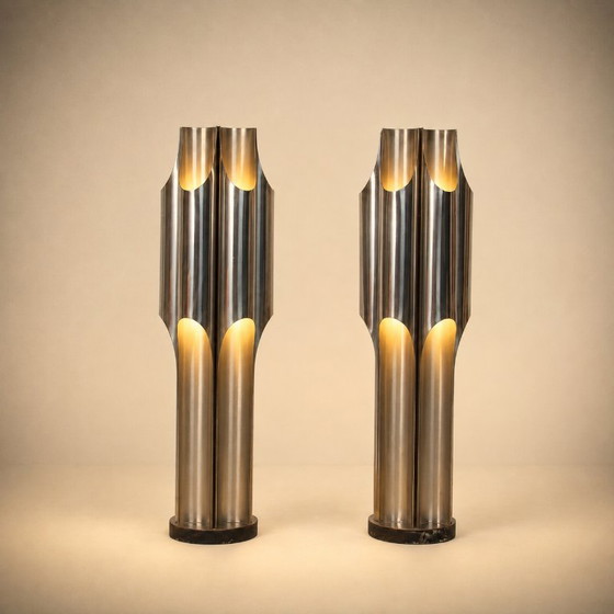 MAISON CHARLES, Orgue Table lamps, France, Circa 1970 – Metal, polished steel (photo 5 of 10)