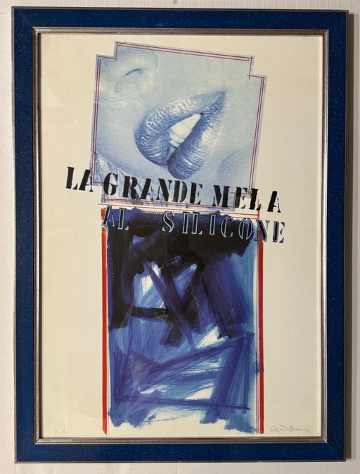 Quadro serigrafia Antonio Del Donno 50x70 cm, la grande mela al silicone