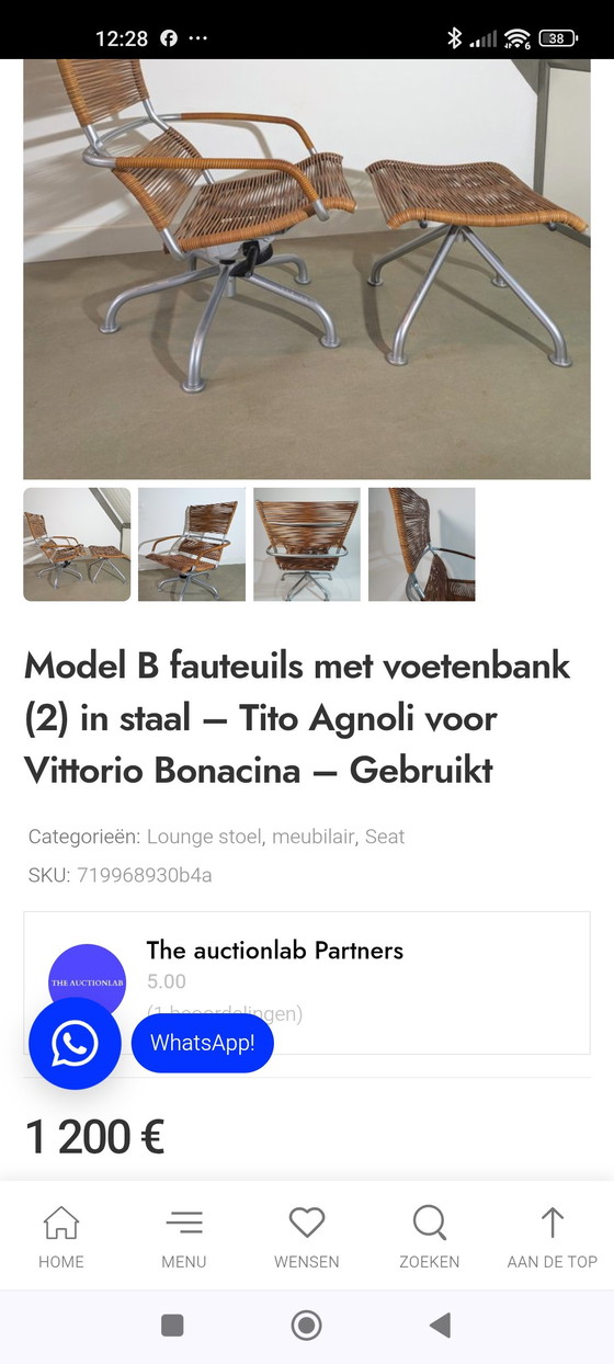 Image 1 of Bonnacina Miss B stool by Tito Agnoli 90s