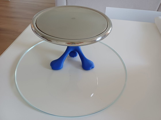Alessi Cake Stand (design by Mattia Di Rosa), Kitchen accessories, polished steel, Glass, Blue (photo 3 of 7)