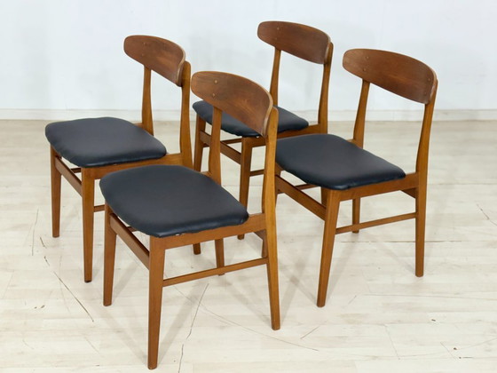 Image 1 of Deense teakhouten stoelen / Vintage eetkamerstoelen / Keukenstoelen / Deense designstoelen