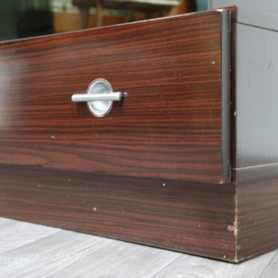 Image 1 of Comò Cassettiera In Ebano Macassar E Specchio Cubic Design Modernariato 1980’s