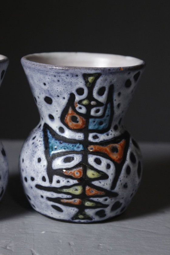 Marius Bessone in Vallauris - Pair of vases with geometric decoration, France, 1950s – Ceramic (photo 4 of 10)