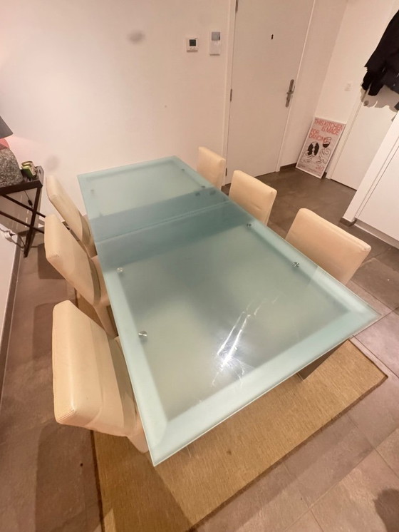 Image 1 of B&B Italia extendable designer dining table, Paolo Piva, glass