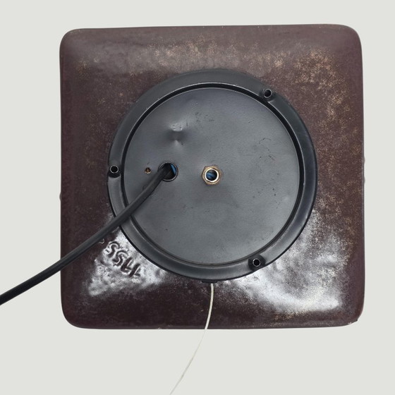 Image 1 of Vintage vierkante oranje wandlamp. Pop Art muurlamp van keramiek. Duitsland, jaren 60. Space age. Reparatie aan achterkant