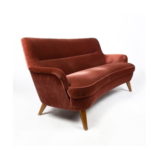 Vintage-Samtsofa, Schweiz 1950