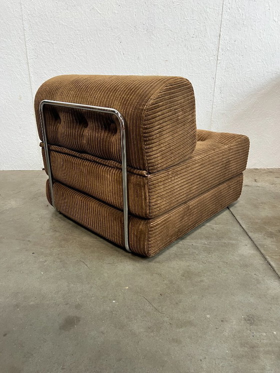 Image 1 of Vintage Fauteuil, Daybed/uitklapbed, Bruin Corduroy, 1970