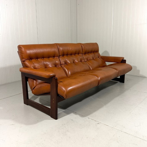 Coja Culemborg rosewood and leather three-seater sofa 1970s