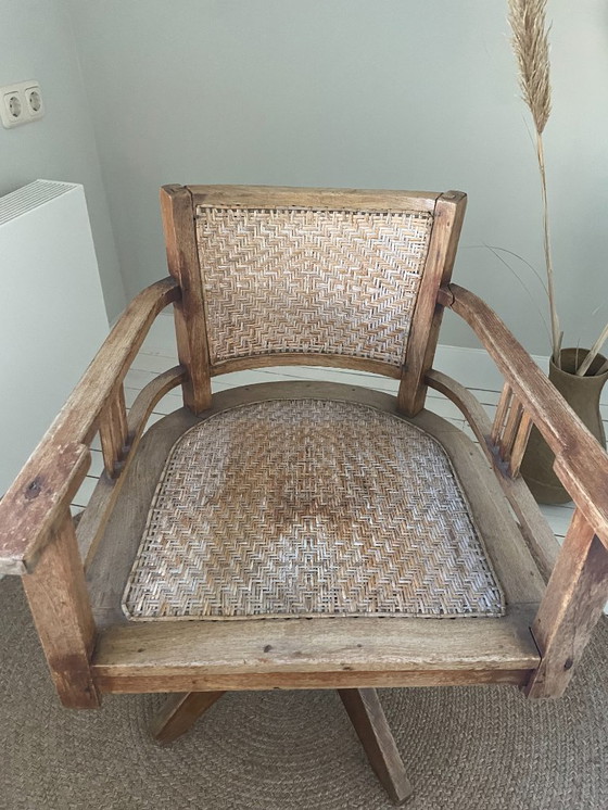 Image 1 of Rattan vintage swivel chair