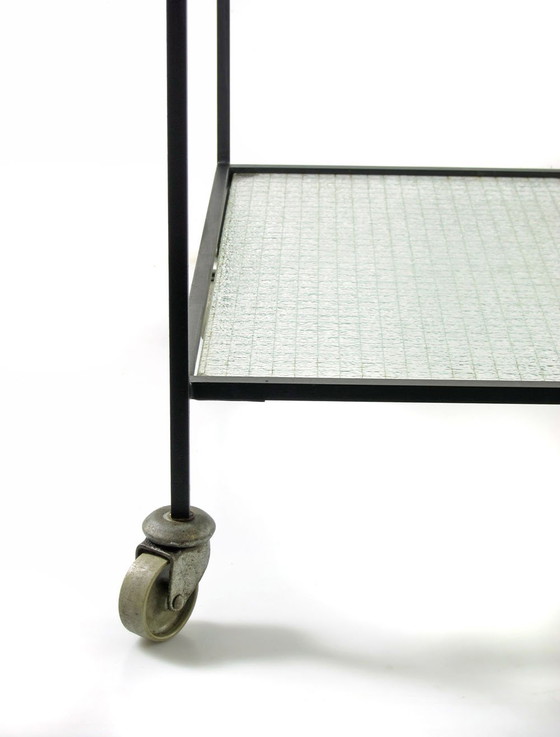 Image 1 of Minimalistischer Teewagen aus Stahl und Drahtglas im Stil der Sechzigerjahre