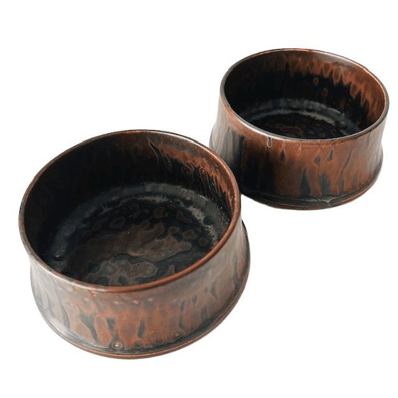 Image 1 of Ensemble de bols empilables en céramique aux tons naturels, années 1960