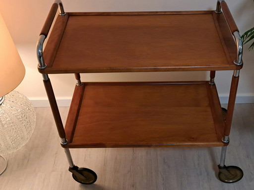 Desserte Mid-Century style Thonet – Teck et chrome, un classique du design des années 1960