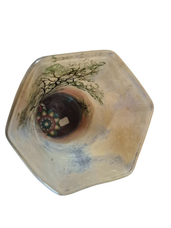 Glass Vase with Landscape Decor, legras, Green, Art Nouveau (photo 5 of 13)