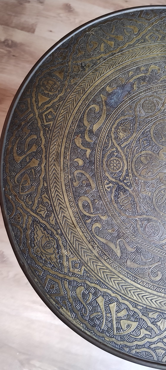 Image 1 of Antique side table with copper top