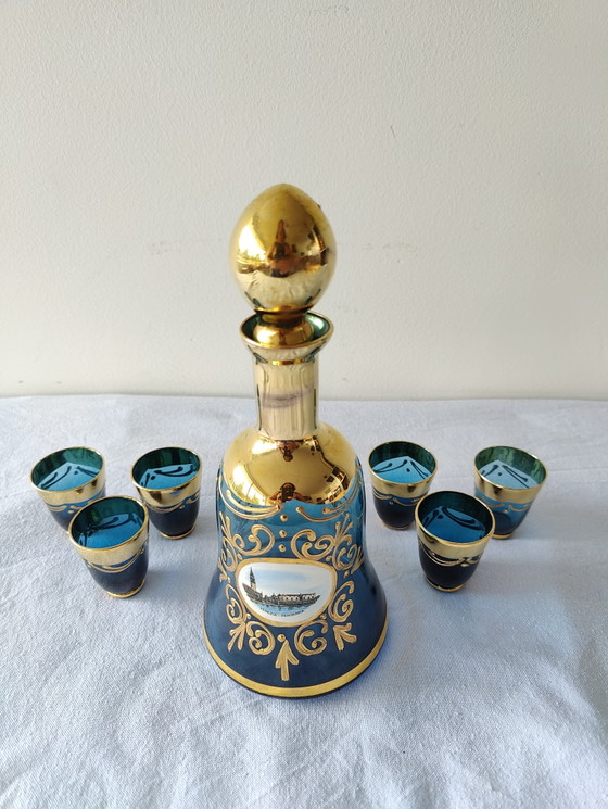 Decantador Hecho a Mano con Vaso de Chupito – Vasos y jarras, Glass, Gold (photo 4 of 6)
