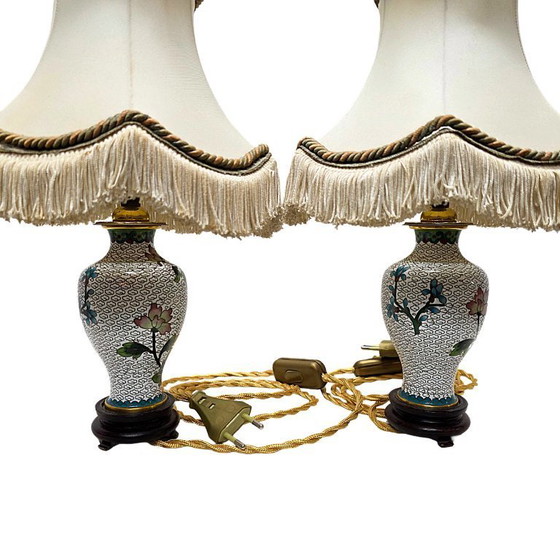 Image 1 of 2 vintage cloisonné table lamps