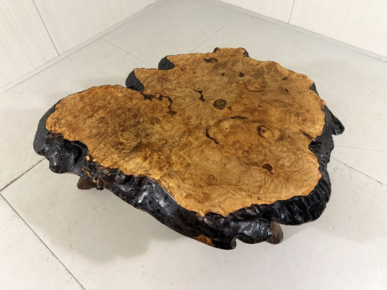 Image 1 of Frank Armich large tree trunk coffee table Canada 1970's