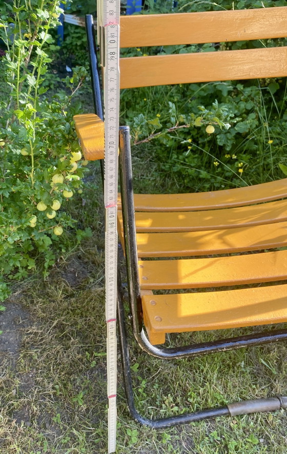 Image 1 of 4x Vintage Folding Chair + Table GDR Seating Set Germany Rare