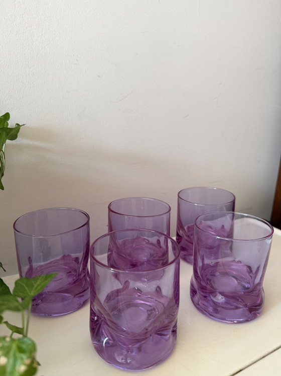 Italiaanse Vintage Tumbler Glazen Lila Jaren 70 – Glazen & Karaffen, Glass (photo 6 of 7)
