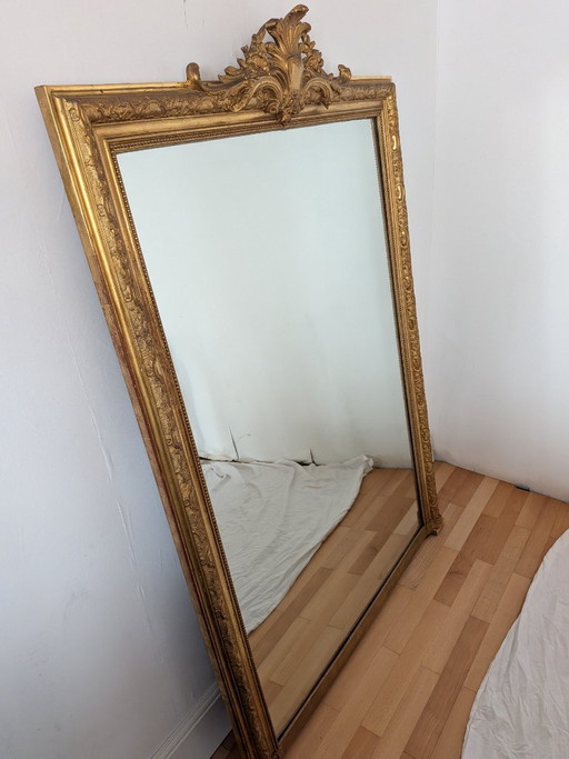 Indrukwekkende Franse haardspiegel (Napoleon III) – Glass, Wood