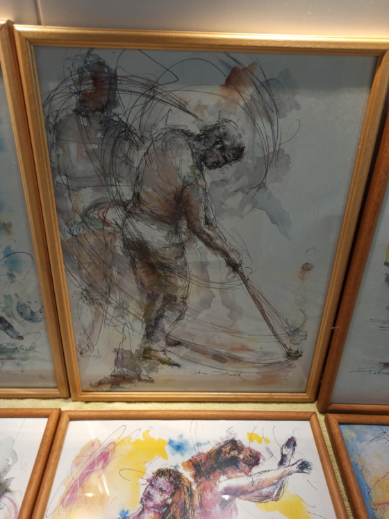 6 sports motifs by Petra Scholl – Paintings & Drawings, Glass, Paper (photo 3 of 7)