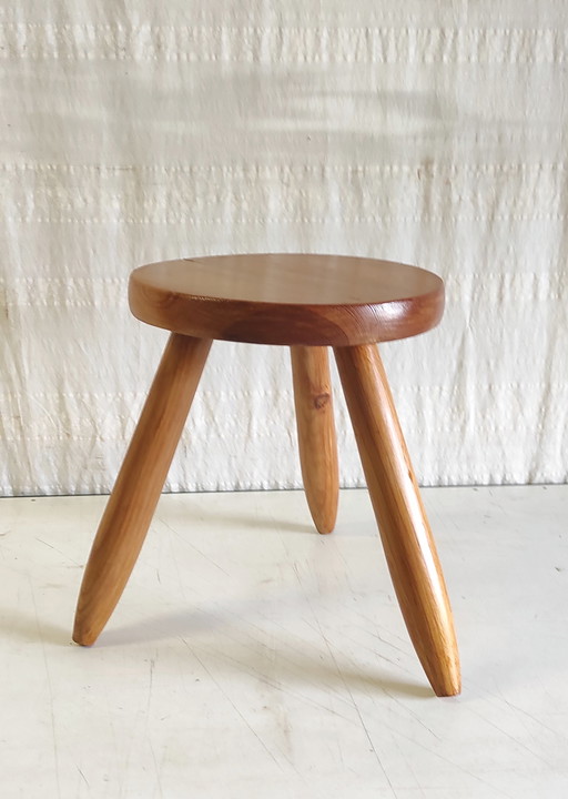 Tripod stool in solid pine - mid-20th century