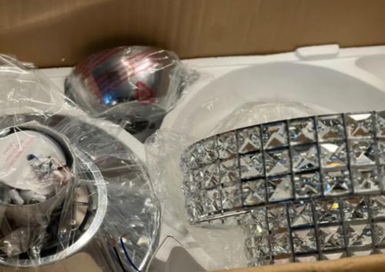 Image 1 of Howell 52 in. Indoor Downrod Mount Crystal Chrome Ceiling Fan Chandelier Light