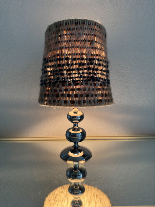 Small Space Age lamp in chrome and wool
