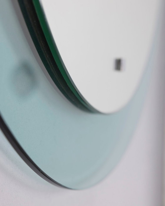 Image 1 of Vintage 1970s round wall mirror in smoked glass, Italian design 