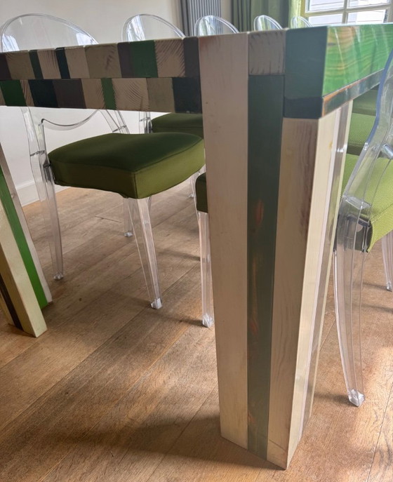 Image 1 of 9 x Scab Igloo transparent chairs 9 x with lime green cushion