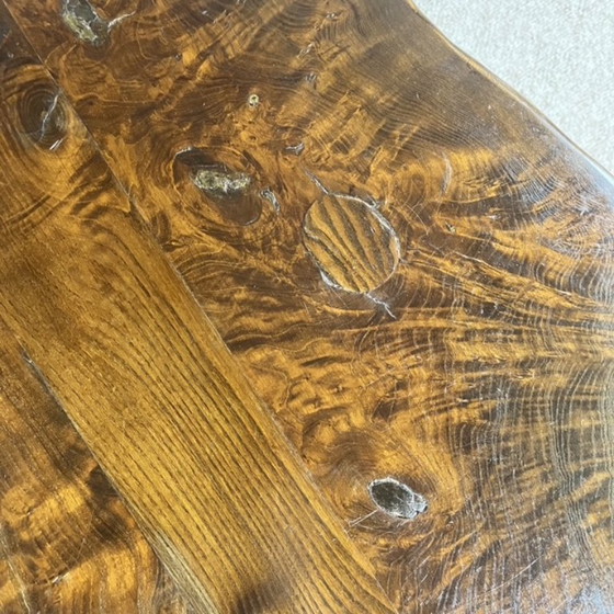 Image 1 of Mesa de centro rústica de madera maciza, estilo Wabi-Sabi, década de 1970.