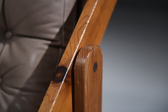 Image 1 of Fauteuil pliant Kon Tiki en cuir rare, conçu par Gillis Lundgren pour IKEA Suède.