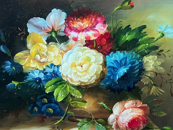 Still life "Bouquet of flowers" in a beautiful frame. – Paintings & Drawings, Wood (photo 4 of 7)