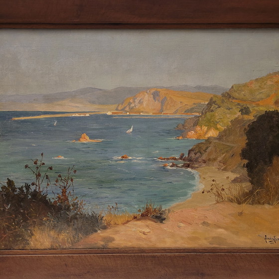 Image 1 of Óleo Sobre Cartón “Vista De La Costa De Villefranche”, Rene Charles Edmond His, 1903 – Francia