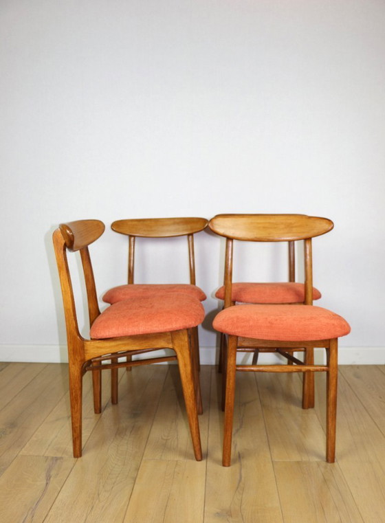 Image 1 of Hałas vintage chair brick terracotta - set of 4