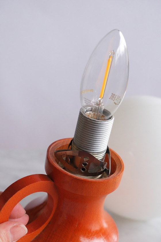 Image 1 of 2 lampes vintage en bois et verre