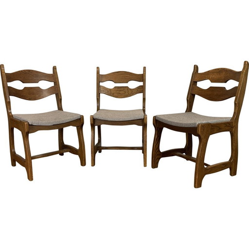 Set di 3 sedie vintage di Guillerme et Chambron, 1950