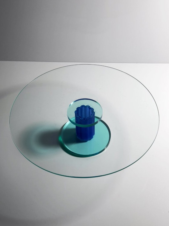 Image 1 of Vintage Postmoderne große Tortenplatte Fuß Schale Montana Dessert Glas Memphis Milano Stil 80er 90er Ettore Sottsass