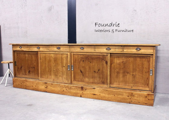 Image 1 of Vintage oud winkeltoonbank / keukeneiland /dressoir 