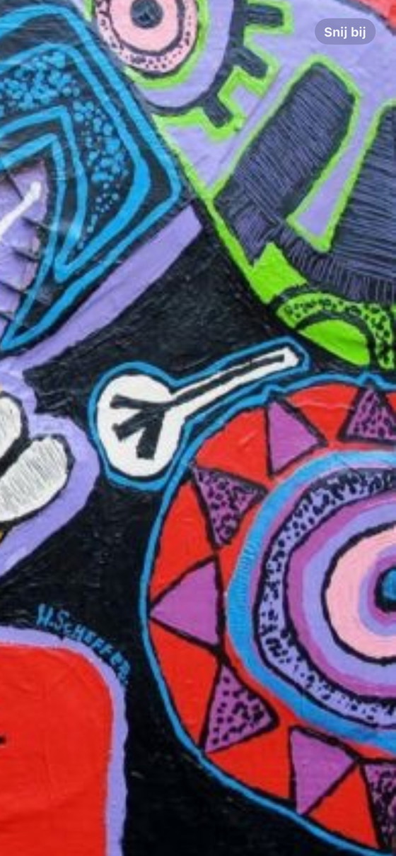 Image 1 of Harold Scheffer " Red Reggae " 70x70 cm.